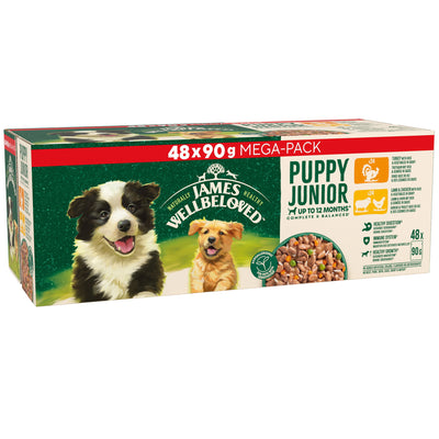 James Wellbeloved Puppy Wet Dog Food in Gravy Variety Pack Pouch 48x90g