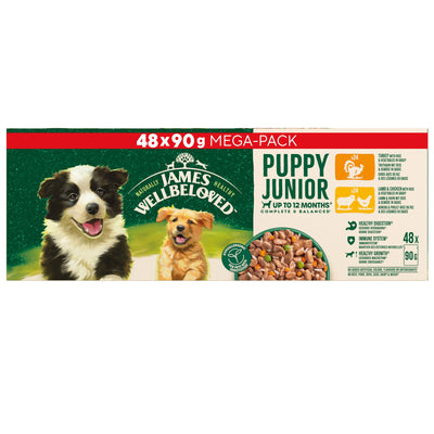 James Wellbeloved Puppy Wet Dog Food in Gravy Variety Pack Pouch 48x90g