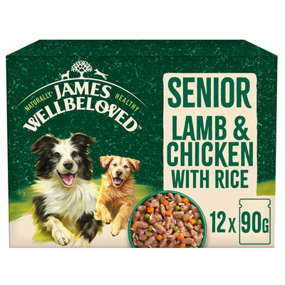 James Wellbeloved Senior Wet Dog Food Lamb & Chicken & Rice in Gravy 12x90g