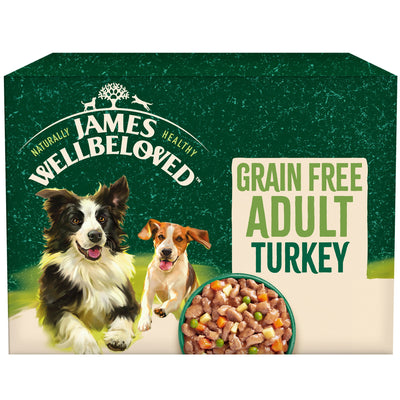 James Wellbeloved Grain Free Adult Wet Dog Food Turkey Gravy Pouch 12x90g
