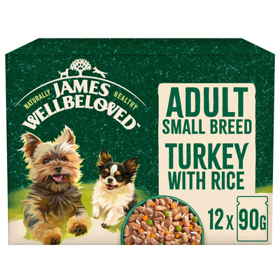 James Wellbeloved Adult Wet Dog Food Small Breed Turkey & Rice Pouch 12x90g