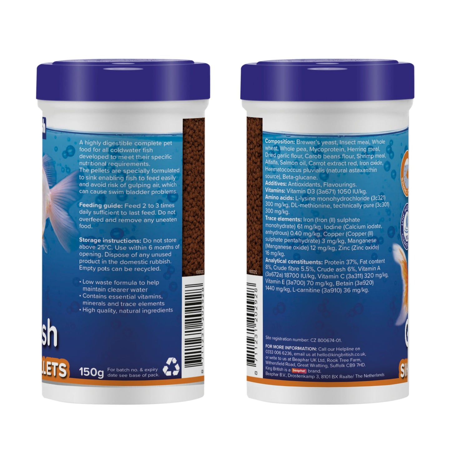 King British Goldfish Sinking Pellets 150g