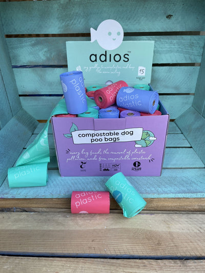 Adios Plastic POS Counter Top Unit includes 50 Rolls