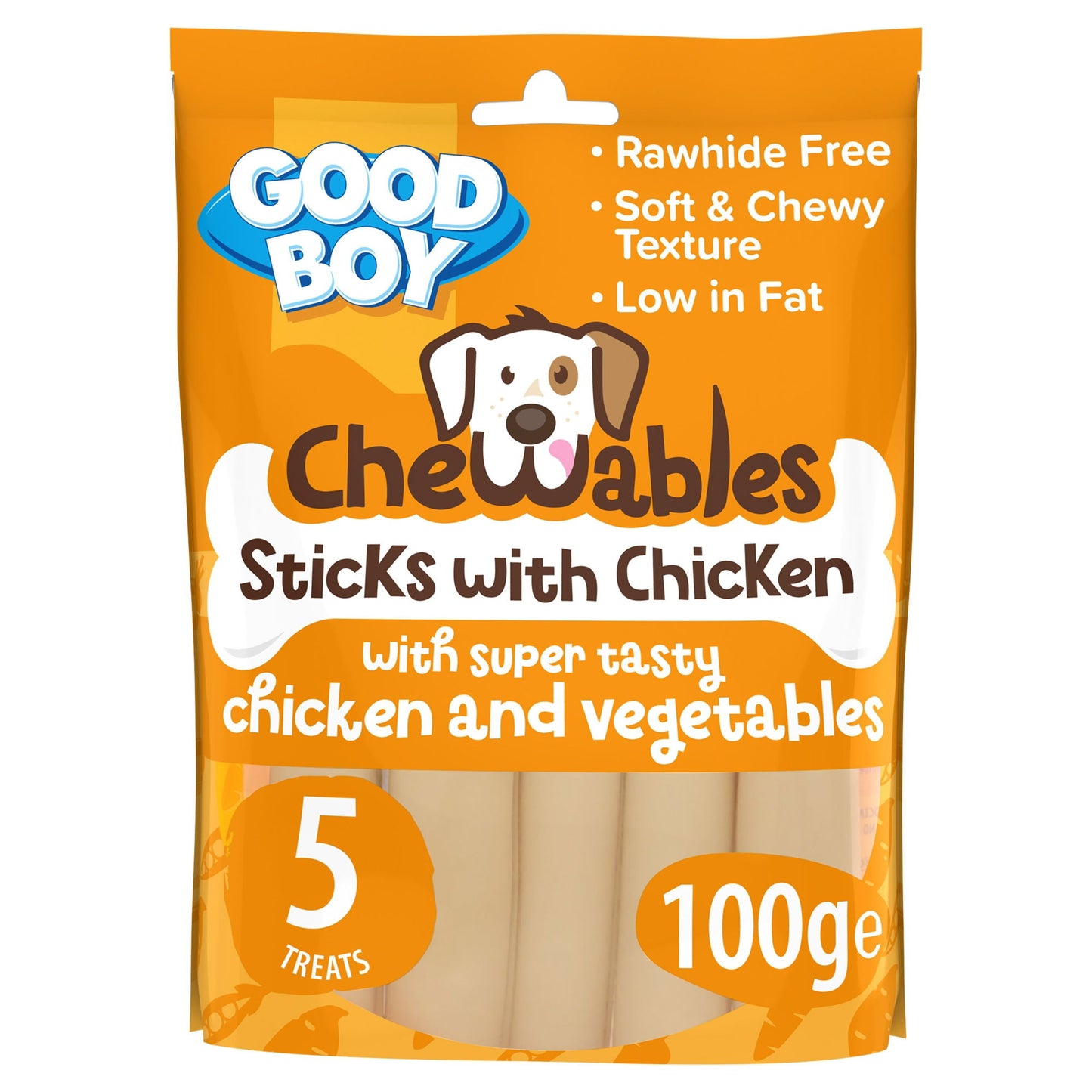 Chewables Chicken Sticks 5 pack 100g x18