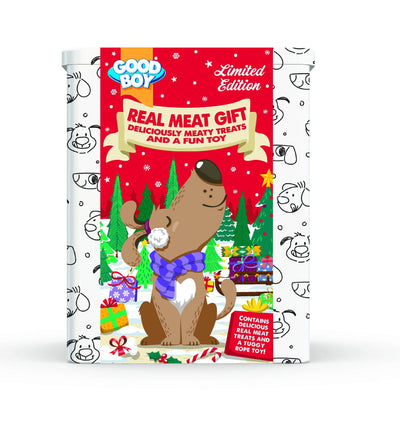 Good Boy Festive TIN with 4 Treats & Rope