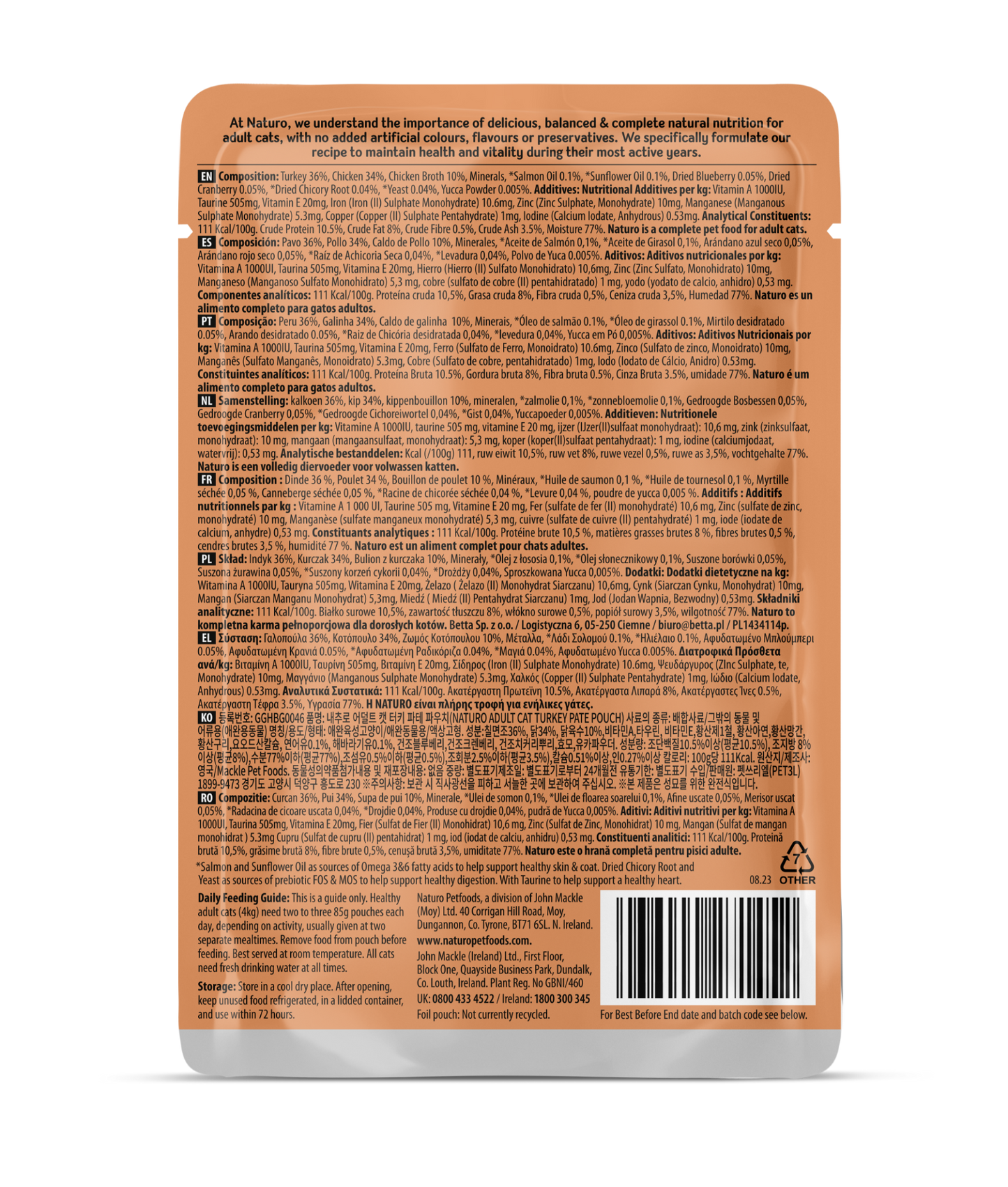 Naturo Cat Turkey Paté Pouch 85g