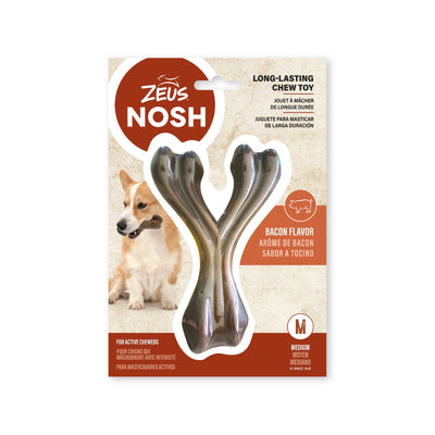 Zeus Nosh Strong Chew Bone Bacon Flavour Wishbone Medium