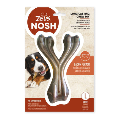 Zeus Nosh Strong Chew Bone Bacon Flavour Wishbone Large