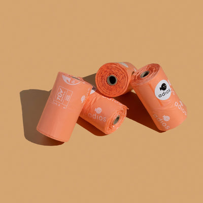 Adios Plastic 4 rolls in Pink (60 bags) - Handle on a Roll