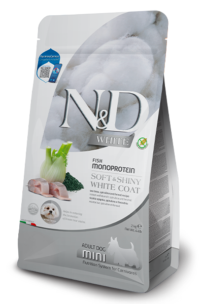 N&D White Dog Sea Bass. Spirulina & Fenel Adult Mini 2 Kg