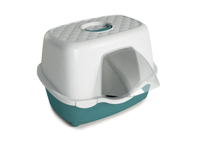 Stefanplast Tres Chic Outdoor Hooded Litter Tray - White/Green