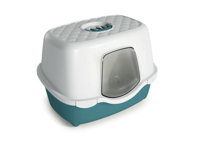 Stefanplast Tres Chic Indoor Hooded Litter Tray - White/Green