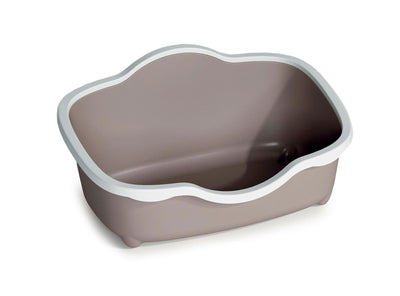 Stefanplast Tres Chic Open Litter Tray -  White/Grey