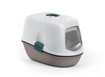 Stefanplast Furba Top Chic Hooded Litter Tray - White/Green