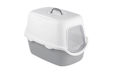 Stefanplast Cathy Hooded Litter Tray - White/Grey