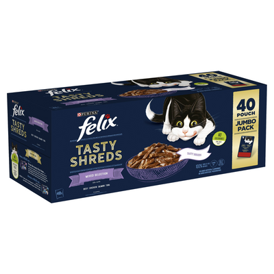 Felix Tasty Shreds Mixed Selection in Gravy Cat Food 40x80g