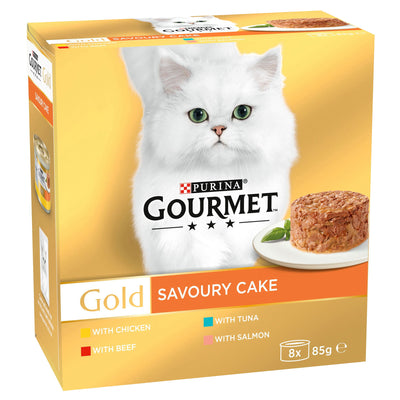 Gourmet Gold Cat Food Savoury Cake Meat and Fish 8x85g