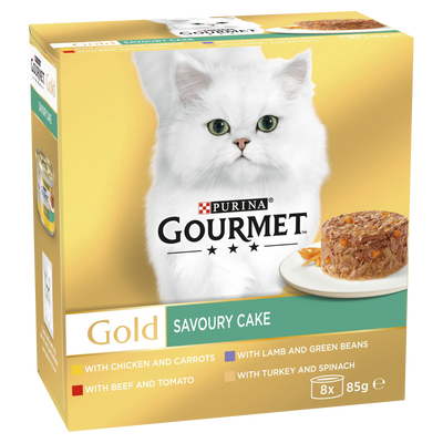 Gourmet Gold Cat Food Savoury Cake Meat and Veg 8x85g