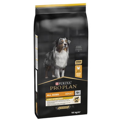 PRO PLAN All Sizes Adult Light / Sterilised Dry Dog Food with Chicken 14kg