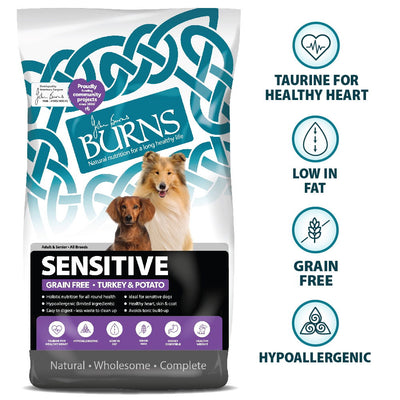 Burns Sensitive Grain Free Adult & Senior Dry Dog Food Turkey & Potato 12kg