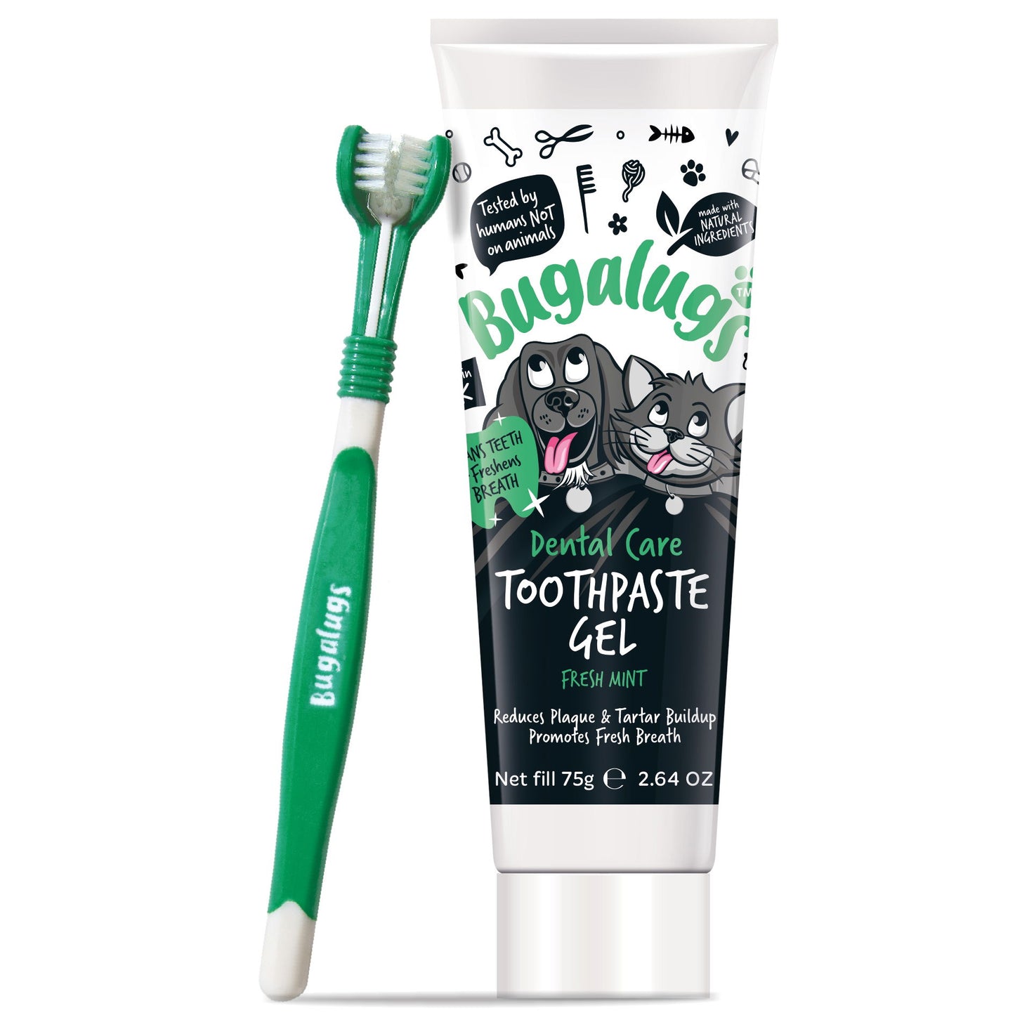 Toothpaste Gel 75g with Triple Headed Toothbrush