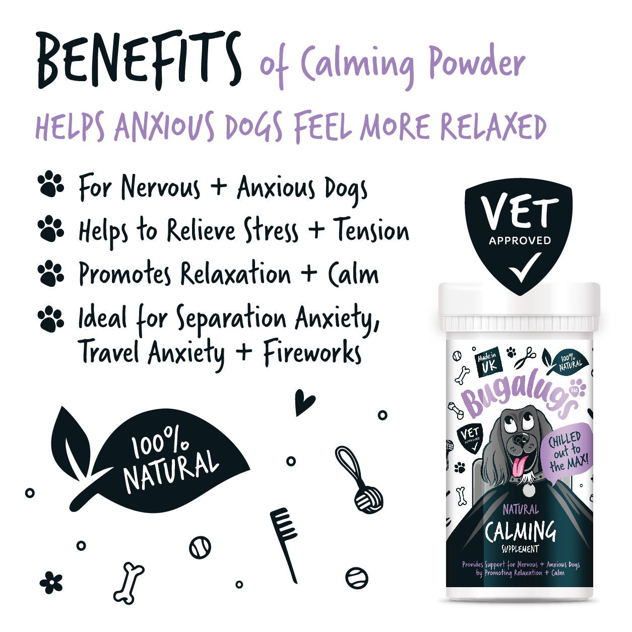 Calming Powder Supplement 80g Pot with spoon