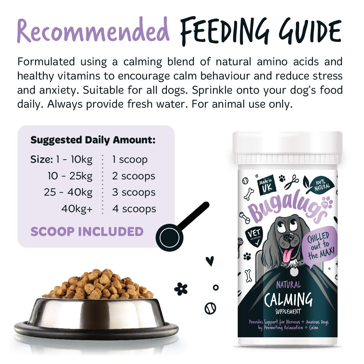 Calming Powder Supplement 80g Pot with spoon