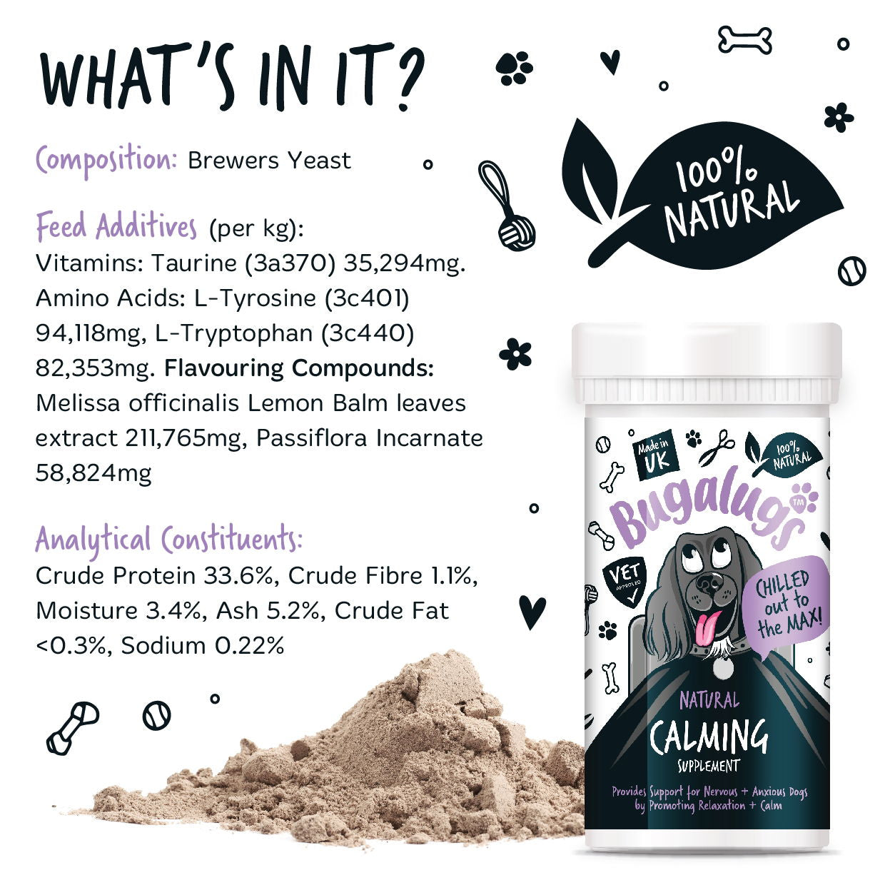 Calming Powder Supplement 80g Pot with spoon