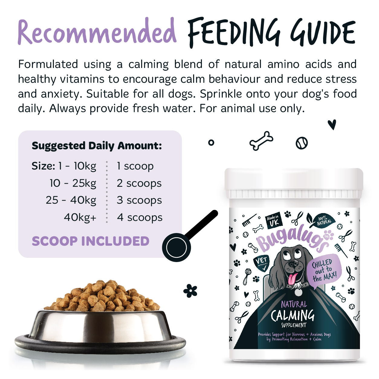Calming Powder Supplement 200g Pot with spoon