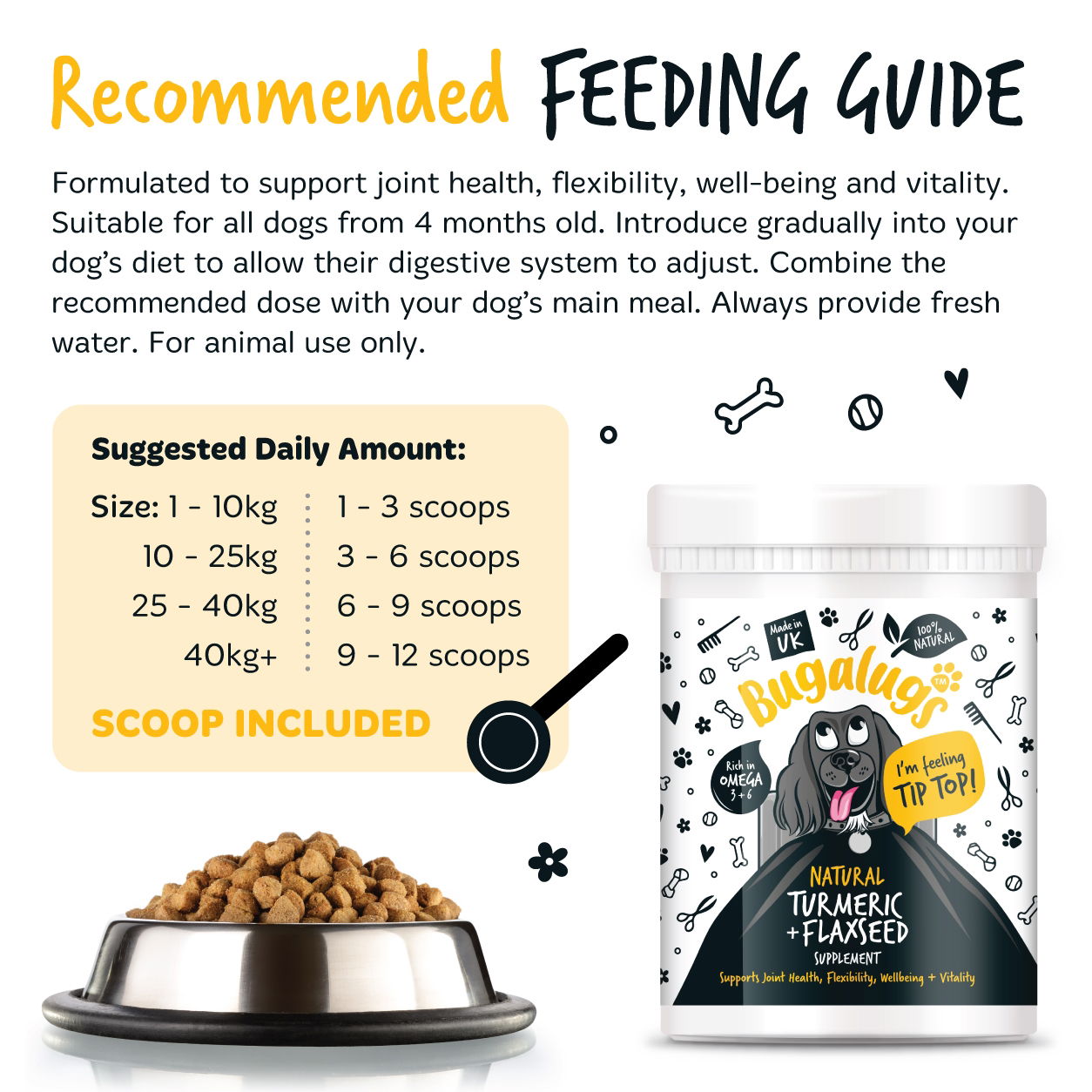 Turmeric & Flaxseed Supplement 200g Pot with spoon