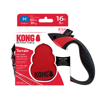 KONG Terrain Retractable Red Medium Up To 30kg 5m
