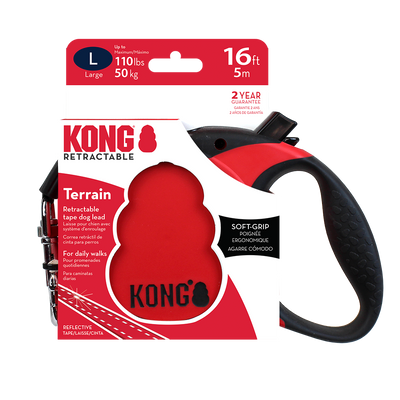 KONG Terrain Retractable Red Large Up To 50kg 5m