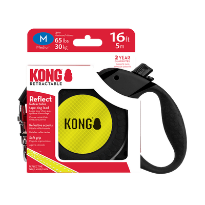 KONG Reflect Retractable Black Medium Up To 30kg 5m