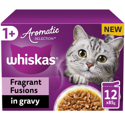 WHISKAS 1+ Cat Pouches Aromatic Fusion in Gravy 12x85g