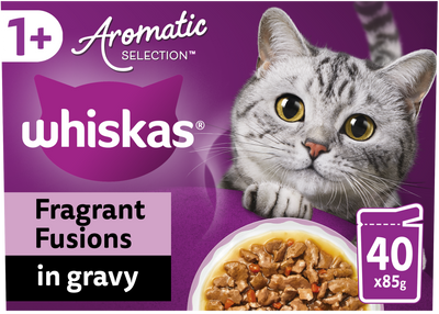 WHISKAS 1+ Cat Pouches Aromatic Fusion in Gravy 40x85g