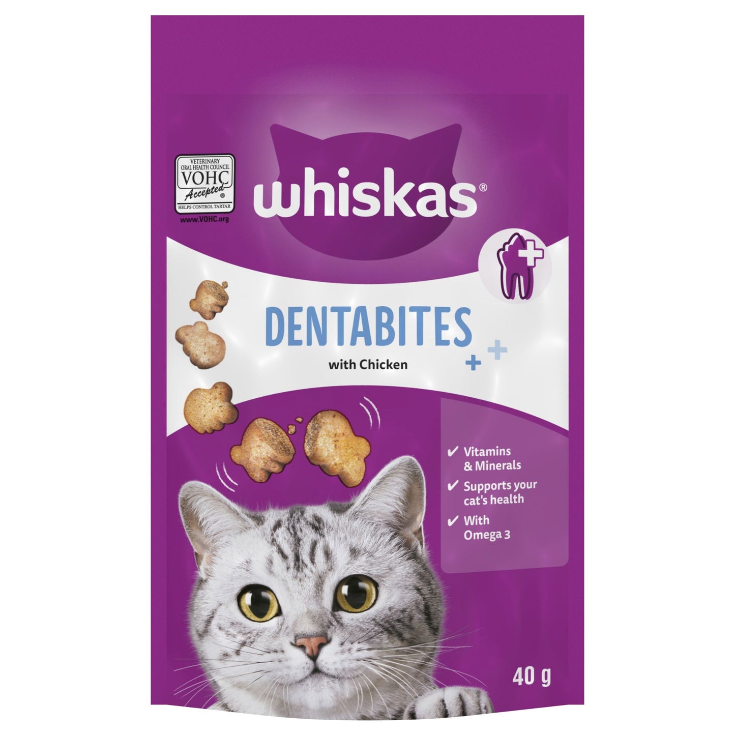 WHISKAS Dentabites Cat Treats with Chicken 40g