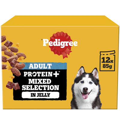 PEDIGREE Protein plus Adult Dog Pouches Mixed Selection in Jelly 12x85g