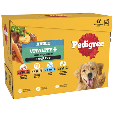 PEDIGREE Vitality plus Adult Dog Pouches Mixed Selection in Gravy 12x85g