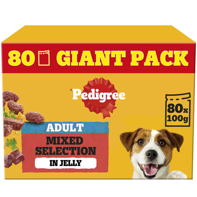 PEDIGREE Dog Pouches Mixed Selection in Jelly 80x100g Mega Pack