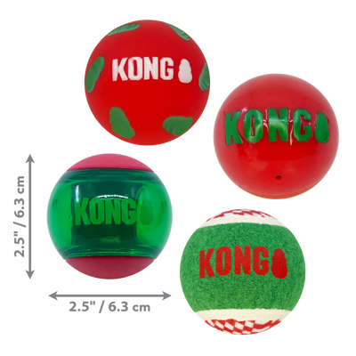 KONG Holiday Occasions Balls 4-pk Md