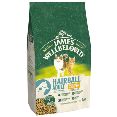 James Wellbeloved Dry Cat Hairball Adult Turkey 1.5kg
