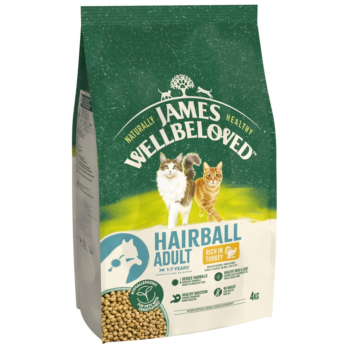 James Wellbeloved Dry Cat Hairball Adult Turkey 4kg
