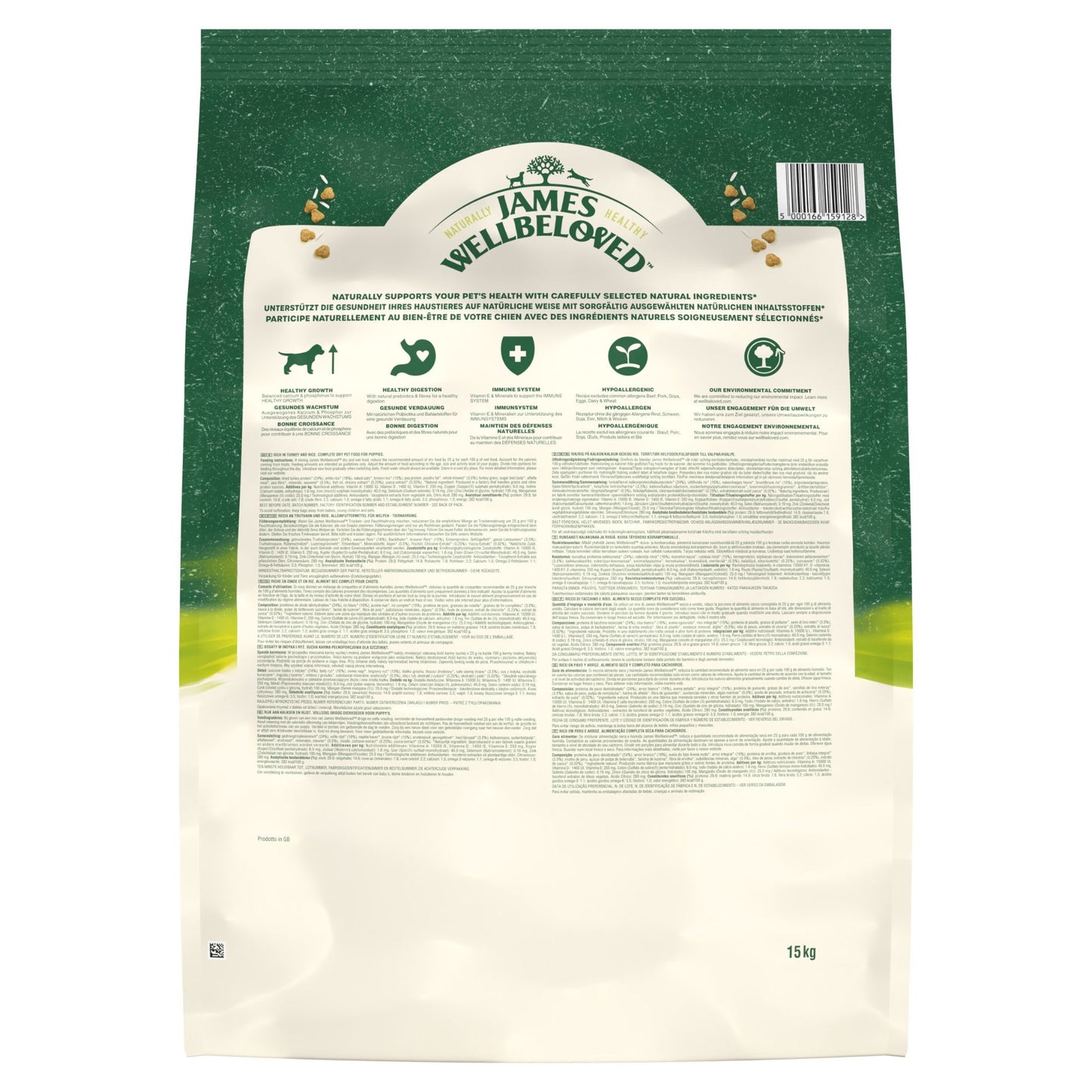 James Wellbeloved Dry Dog Puppy Turkey & Rice 15kg