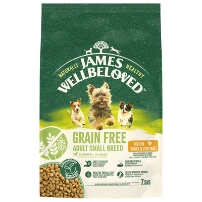 James Wellbeloved Dry Dog Grain Free Adult Small Breed Turkey & Veg 7.5kg