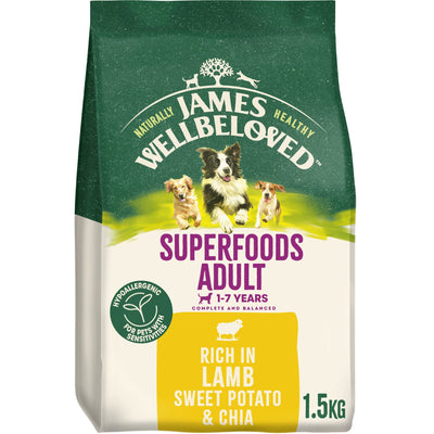 James Wellbeloved Dry Dog Superfoods Adult Lamb with Sweet Potato & Chia 1.5kg
