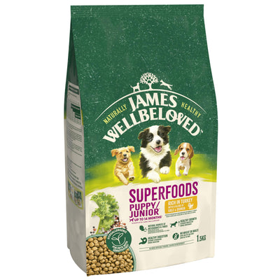 James Wellbeloved Dry Dog Superfoods Puppy/Junior Turkey with Kale & Quinoa 1.5kg