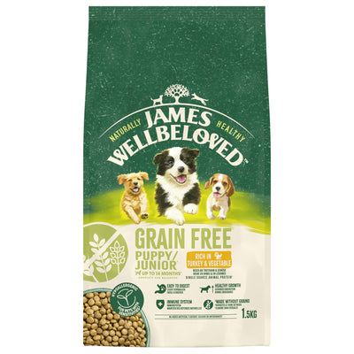 James Wellbeloved Dry Dog Grain Free Puppy / Junior Turkey & Veg 1.5kg