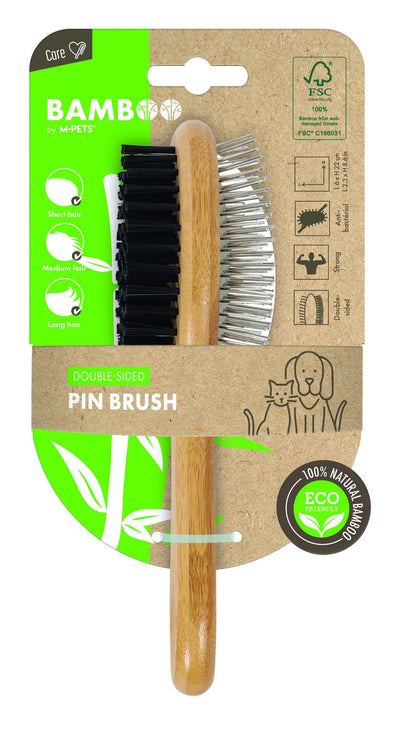 M-PETS Bamboo Double-Sided Pin Brush
