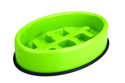 M-PETS Fishbone - Slow Feed Bowl Oval Green