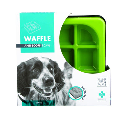 M-PETS Waffle - Slow Feed Bowl Checkered Green